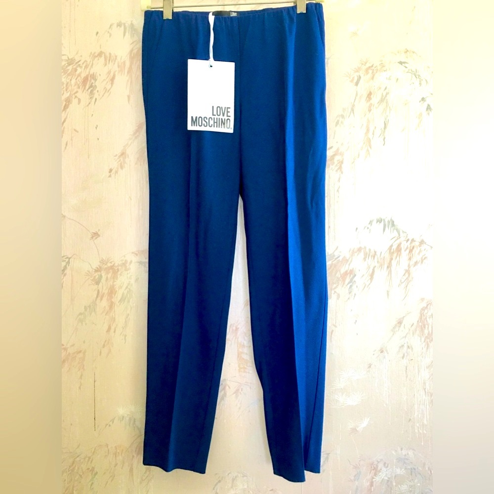 Moschino Blue Light Lightweight Wool Blend Tapered Pants 6